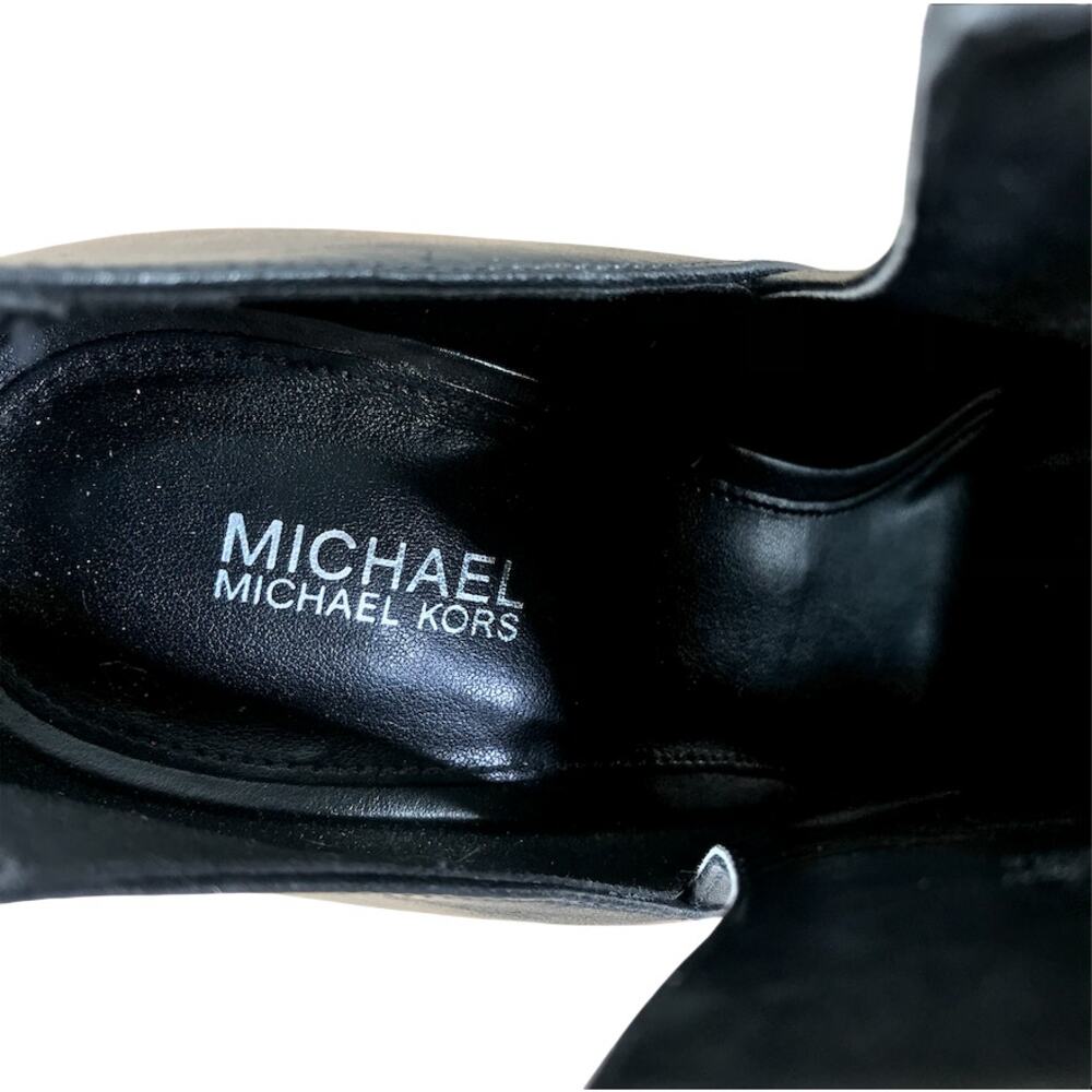MICHAEL Michael Kors Lawson Open Toe Leather Bootie Sz 9 Black High Heel Stylish - Picture 8 of 11